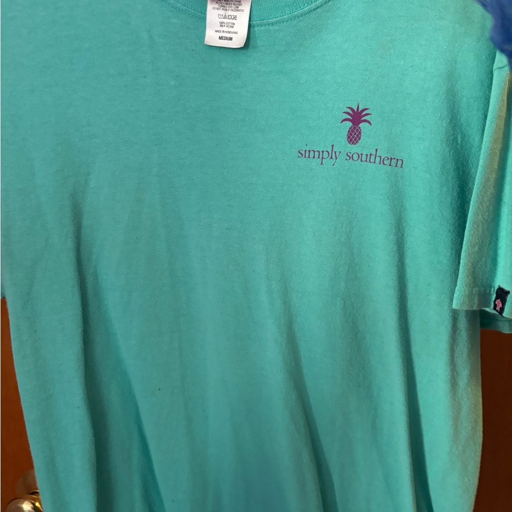 Simply Southern Aqua Tee with Purple Pineapple